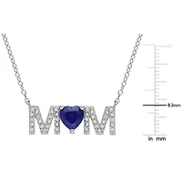 Lab Created Gemstone & Diamond "MOM" Pendant with Chain