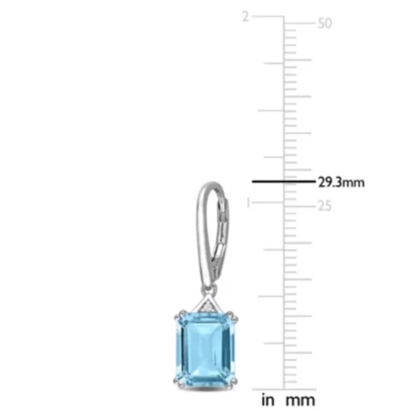 Sky Blue & White Topaz LeverBack Earrings in Sterling Silver