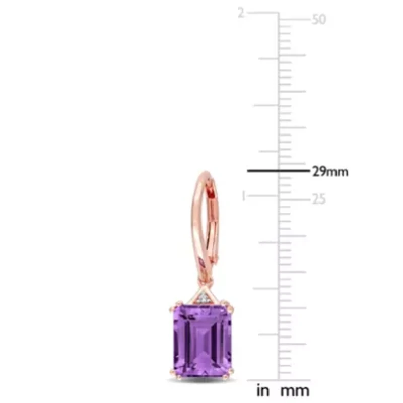 Amethyst & White Topaz LeverBack Earrings in Rose Plated Sterling Silver