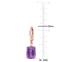Amethyst & White Topaz LeverBack Earrings in Rose Plated Sterling Silver