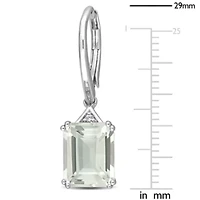Green Quartz & White Topaz LeverBack Earrings in Sterling Silver