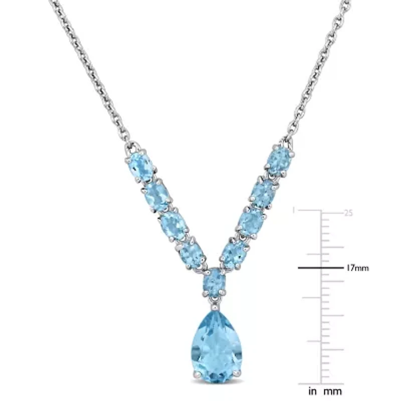 Aquamarine & Blue Topaz Drop Necklace in Sterling Silver