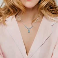 Aquamarine & Blue Topaz Drop Necklace in Sterling Silver