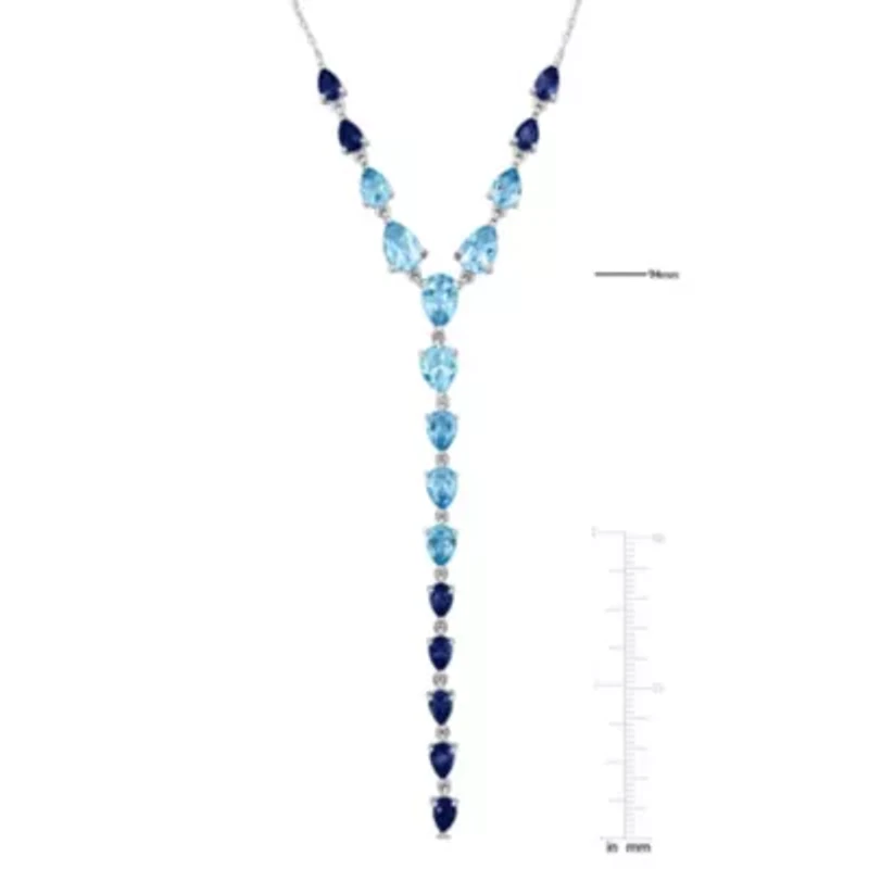Sky, London & Swiss Blue Topaz "Y" Necklace in Sterling Silver