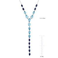 Sky, London & Swiss Blue Topaz "Y" Necklace in Sterling Silver