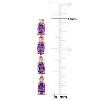 Amethyst & White Topaz Drop Earrings in Rose Plated Sterling Silver