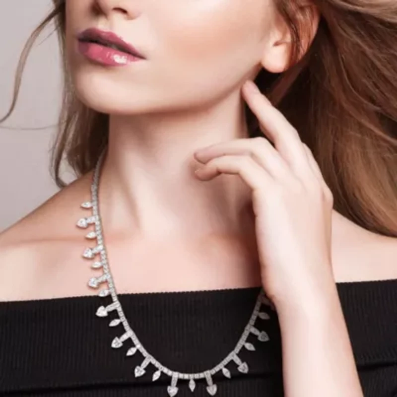 Lab Created Created White Sapphire Necklace in Sterling Silver