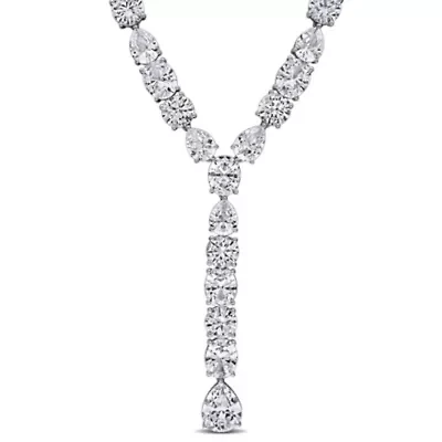 Lab Created Created White Sapphire Necklace in Sterling Silver