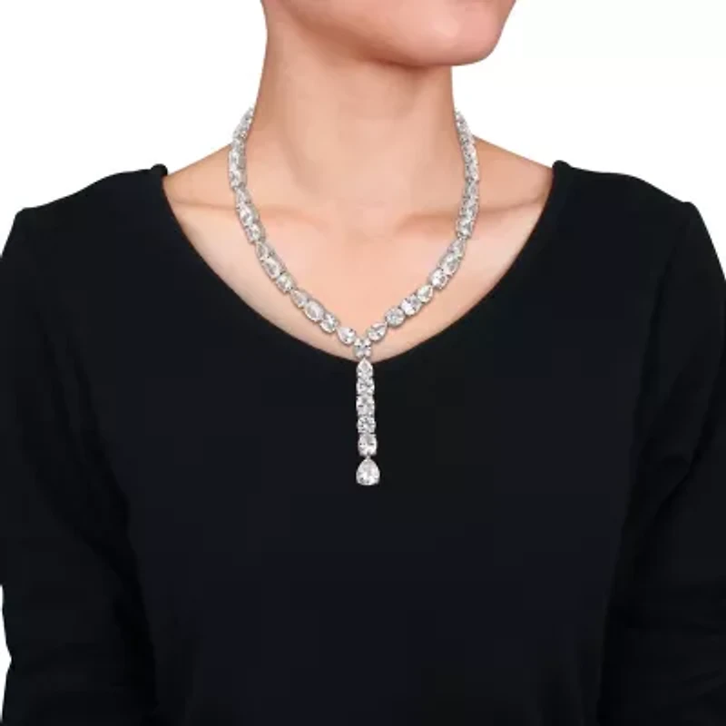 Lab Created Created White Sapphire Necklace in Sterling Silver