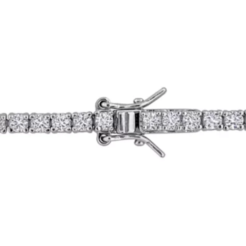 Lab Created Created Emerald & Created White Sapphire Bracelet in Sterling Silver
