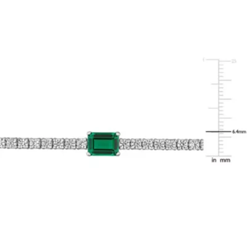 Lab Created Created Emerald & Created White Sapphire Bracelet in Sterling Silver