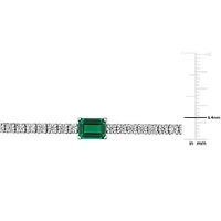 Lab Created Created Emerald & Created White Sapphire Bracelet in Sterling Silver