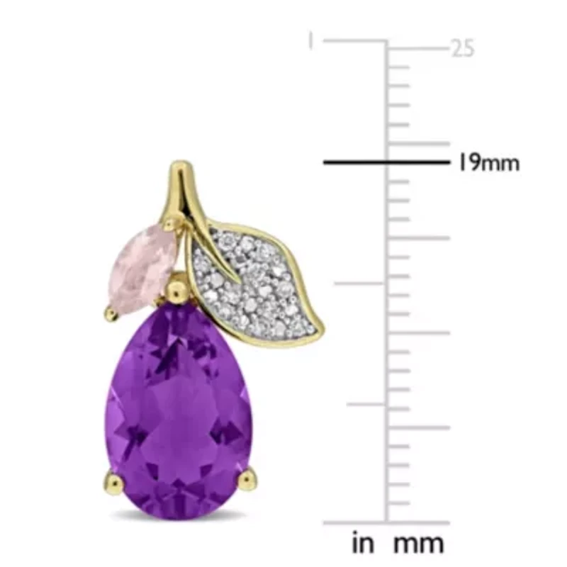 Rose de France & Amethyst Post Earrings in Yellow Plated Sterling Silver