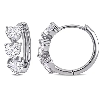 Lab Created Created White Sapphire Hoop Earrings in Sterling Silver