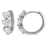 Lab Created Created White Sapphire Hoop Earrings in Sterling Silver