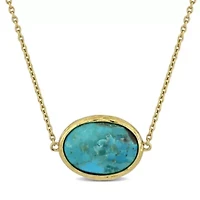 Compressed Light Blue Turquoise Necklace in Yellow Plated Sterling Silver