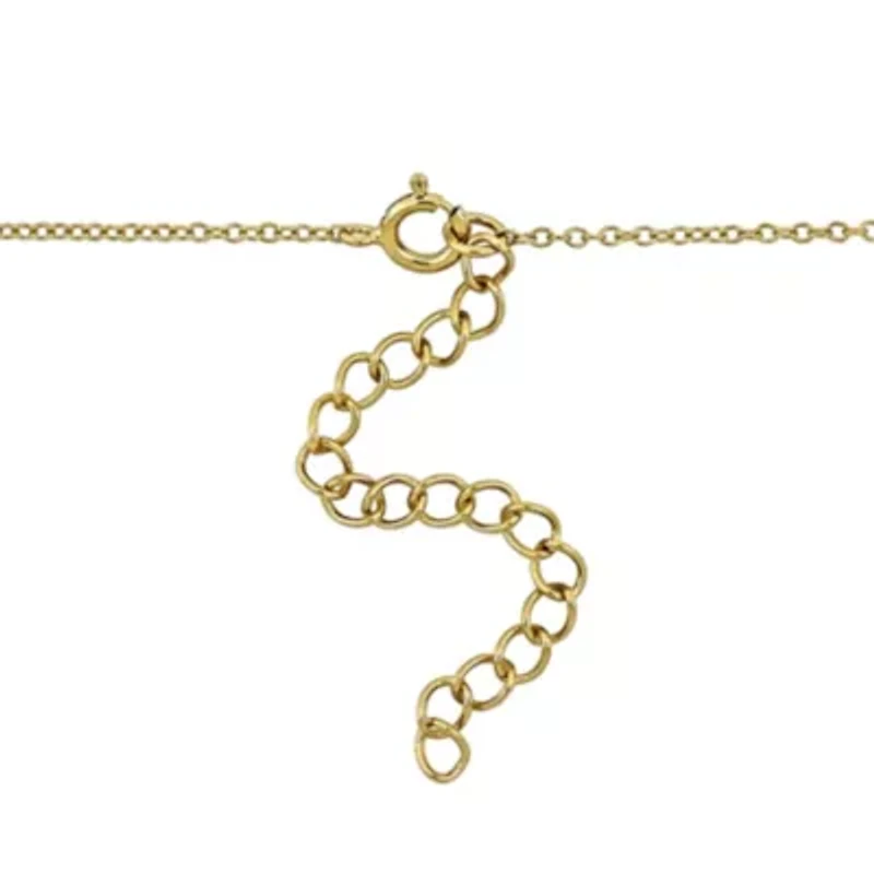 Lab Created Created White Sapphire & Compressed Turquoise Necklace in Yellow Plated Sterling Silver