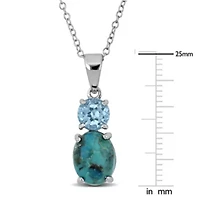 Blue Topaz & Compressed Light Blue Turquoise Necklace in Sterling Silver