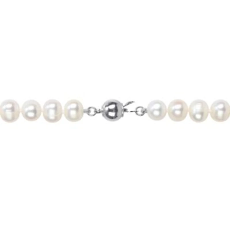 3-Piece Set of 7-8mm Freshwater Cultured Pearl Necklace, Bracelet & Earrings Set in Sterling Silver