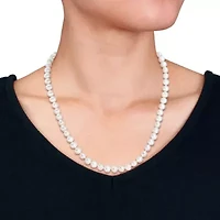 3-Piece Set of 7-8mm Freshwater Cultured Pearl Necklace, Bracelet & Earrings Set in Sterling Silver