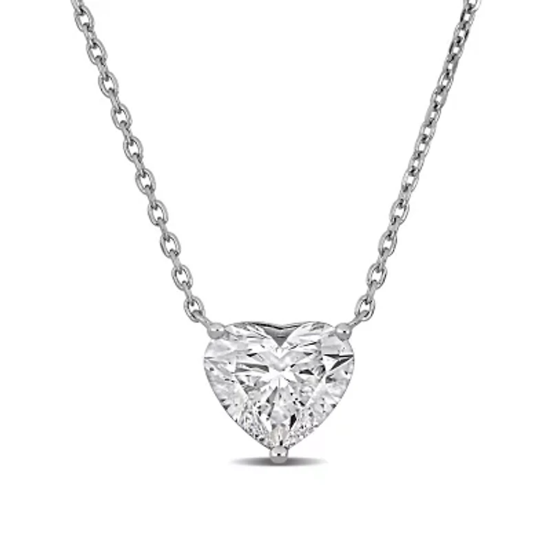 Lab Created Grown Diamond Heart Necklace 14K Gold