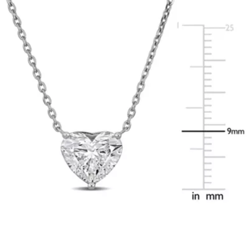 Lab Created Grown Diamond Heart Necklace 14K Gold