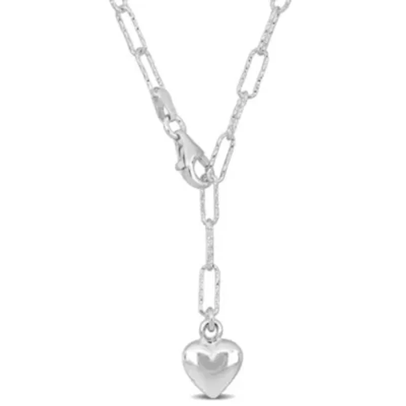 3mm Oval Link Heart Necklace in Sterling Silver