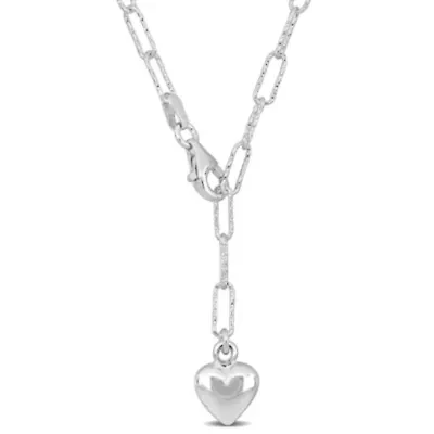 3mm Oval Link Heart Necklace in Sterling Silver