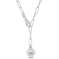 3mm Oval Link Heart Necklace in Sterling Silver