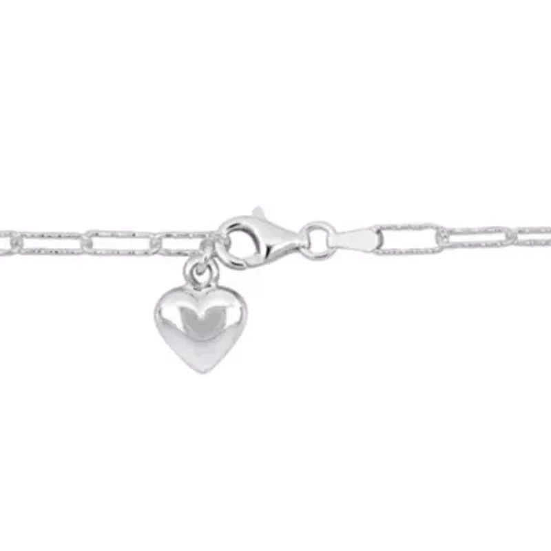 3mm Oval Link Heart Necklace in Sterling Silver