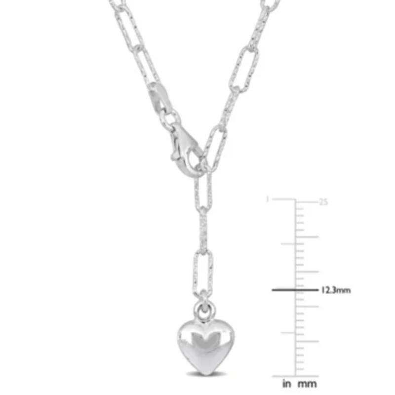 3mm Oval Link Heart Necklace in Sterling Silver