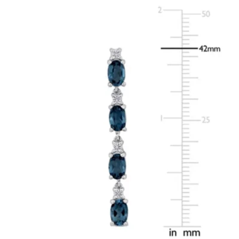 London Blue & White Topaz Drop Earrings in Sterling Silver