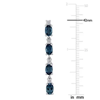 London Blue & White Topaz Drop Earrings in Sterling Silver
