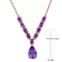 Amethyst Necklace in Rose Plated Sterling Silver, 18" + 2"