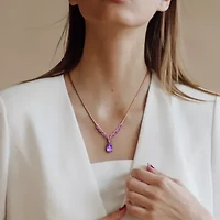 Amethyst Necklace in Rose Plated Sterling Silver, 18" + 2"