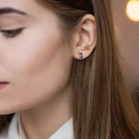 Tanzanite & White Topaz Stud Earrings in Sterling Silver