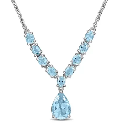 Sky Blue Topaz Necklace in Sterling Silver, 18"+1" ext.