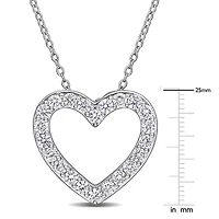 Lab Grown Diamond Heart Pendant With Chain in Sterling Silver, 17-in