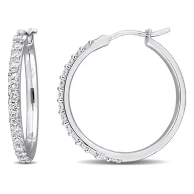 Lab Grown Diamond Hoop Earrings in Sterling Silver