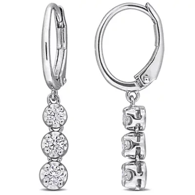 Lab Grown Diamond LeverBack Earrings in Sterling Silver