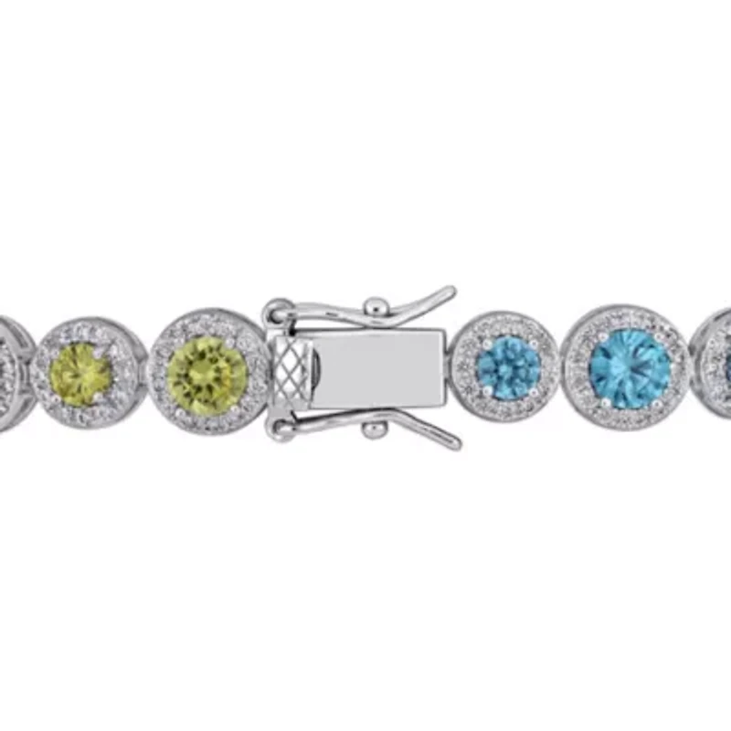 Lab Created Created Sapphire Tennis Bracelet in Sterling Silver, 7.25-in