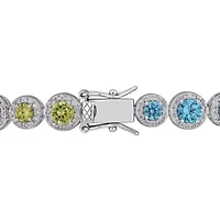 Lab Created Created Sapphire Tennis Bracelet in Sterling Silver, 7.25-in