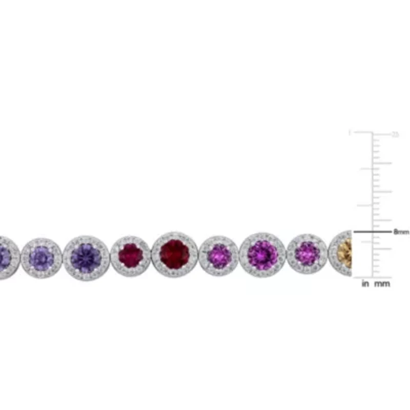 Lab Created Created Sapphire Tennis Bracelet in Sterling Silver, 7.25-in