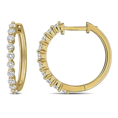 Lab Grown Diamond Hoop Earrings in Yellow Plated Sterling Silver