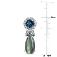 Labradorite, London Blue & White Topaz Earrings in Sterling Silver