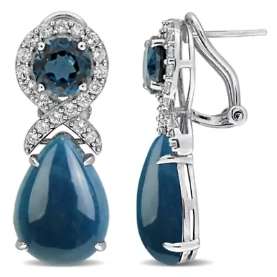 Apatite London Blue & White Topaz Earrings in Sterling Silver