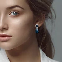 Apatite London Blue & White Topaz Earrings in Sterling Silver