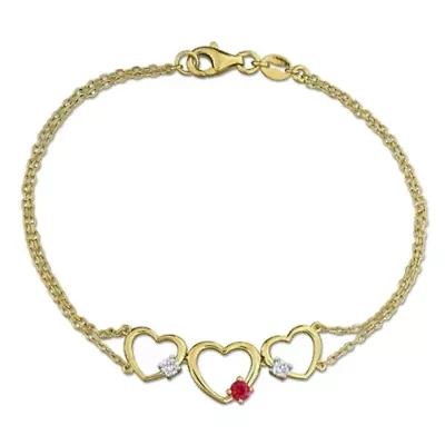 Lab Created Created Ruby Bracelet in Yellow Plated Sterling Silver, 7.25-in