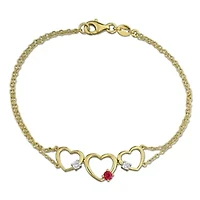 Lab Created Created Ruby Bracelet in Yellow Plated Sterling Silver, 7.25-in
