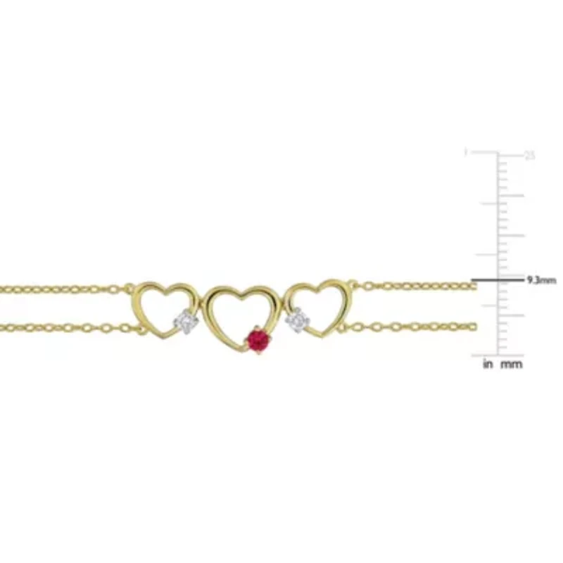 Lab Created Created Ruby Bracelet in Yellow Plated Sterling Silver, 7.25-in